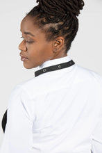 Load image into Gallery viewer, Uncommon Threads Black V-Neck Bib Apron (2 Section Patch Pocket)
