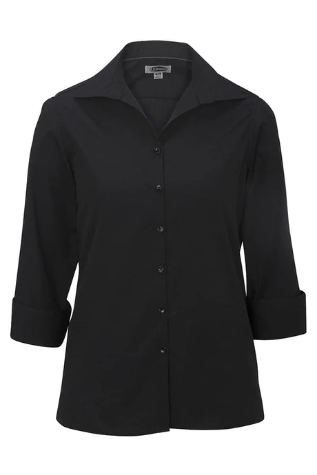 Edwards XXS Ladies' 3/4 Sleeve Poplin - Black