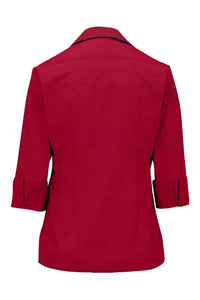 Edwards Ladies' 3/4 Sleeve Poplin - Red