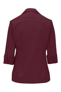 Edwards Ladies' 3/4 Sleeve Poplin - Burgundy