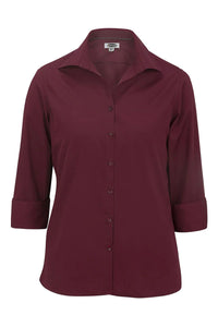 Edwards XXS Ladies' 3/4 Sleeve Poplin - Burgundy