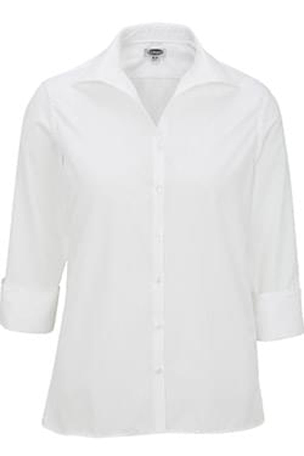Edwards XXS Ladies' 3/4 Sleeve Poplin - White