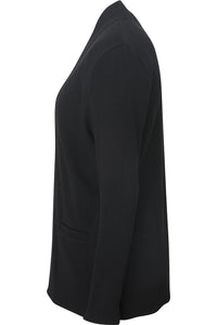 Black Jersey Knit Acrylic Cardigan