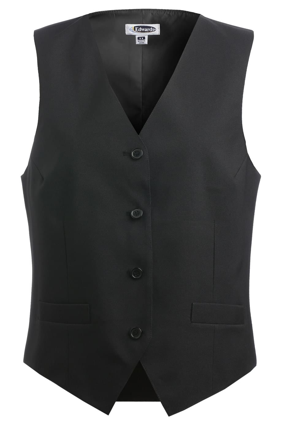 Edwards XS Ladies' Black Essential Polyester Vest (4 Buttons)