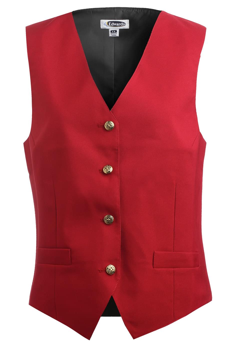Edwards XS Ladies' Red Essential Polyester Vest (4 Buttons)
