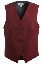 Load image into Gallery viewer, Edwards XS Ladies&#39; Burgundy Essential Polyester Vest (4 Buttons)