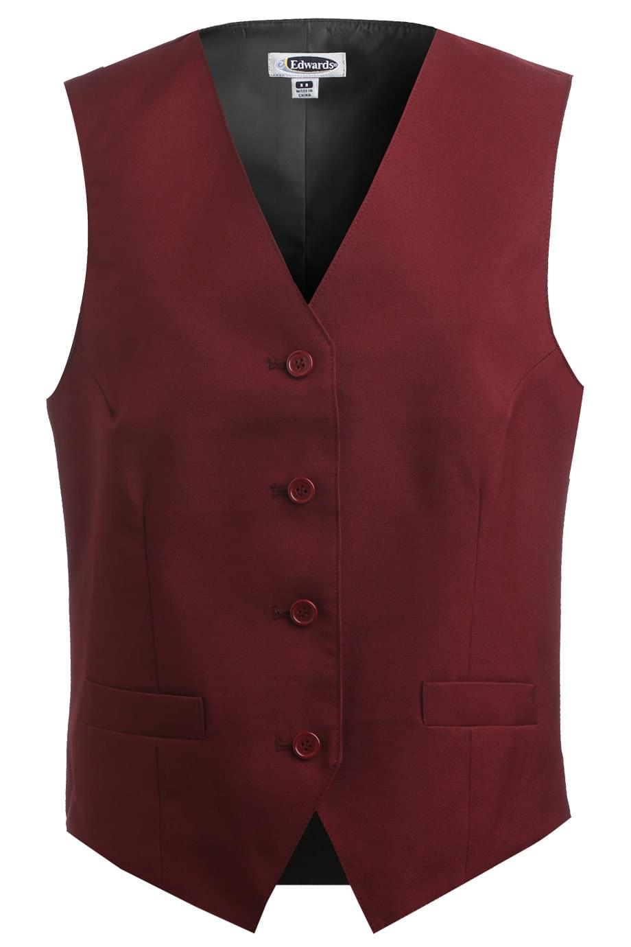 Edwards XS Ladies' Burgundy Essential Polyester Vest (4 Buttons)