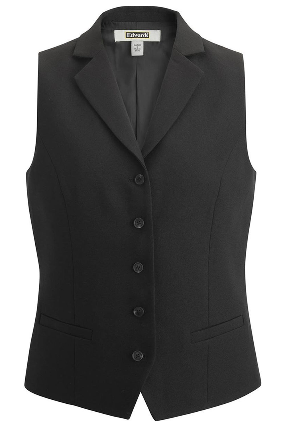 Edwards 7496 Ladies Dress Lapel Vest - Black
