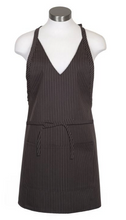 Load image into Gallery viewer, Charcoal V-Neck Pinstripe Bib Adjustable Apron (2 Patch Pockets)