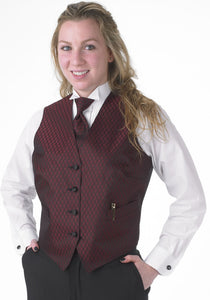 Women's Diamond Leaf Print Vest - Burgundy