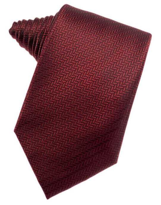 Cardi Self Tie Claret Herringbone Necktie