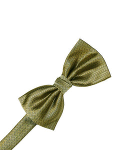 Cardi Gold Herringbone Bow Tie