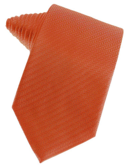 Cardi Self Tie Persimmon Herringbone Necktie