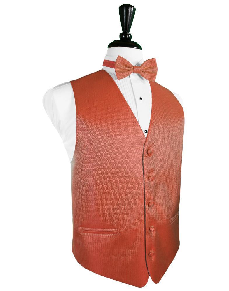 Cardi Persimmon Herringbone Tuxedo Vest