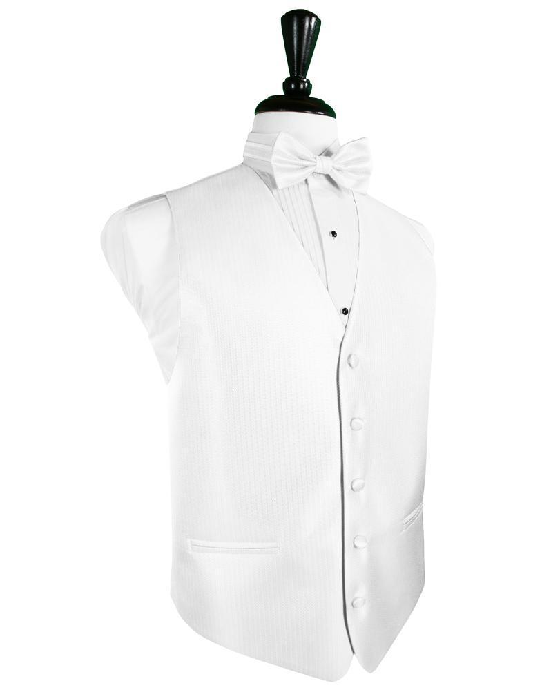 Cardi White Herringbone Tuxedo Vest