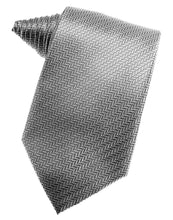 Load image into Gallery viewer, Cardi Self Tie Silver Herringbone Necktie