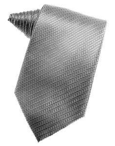 Cardi Self Tie Silver Herringbone Necktie