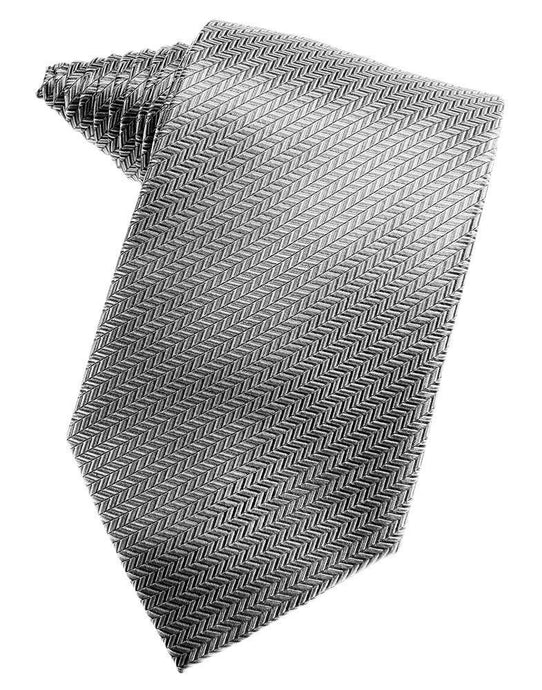 Cardi Self Tie Silver Herringbone Necktie