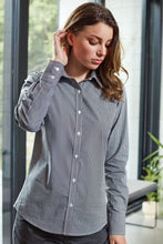 Load image into Gallery viewer, Artisan Collection by Reprime Women&#39;s Microcheck Long Sleeve Cotton Shirt