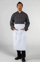 Load image into Gallery viewer, White Full Bistro Apron (2 Patch Pockets)