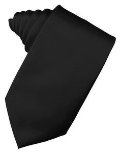 Cardi Self Tie Black Luxury Satin Necktie