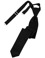 Load image into Gallery viewer, Cardi Pre-Tied Black Luxury Satin Skinny Necktie