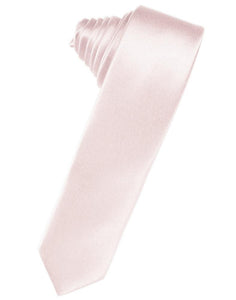 Cardi Self Tie Blush Luxury Satin Skinny Necktie