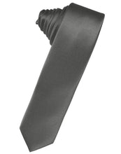 Load image into Gallery viewer, Cardi Self Tie Charcoal Luxury Satin Skinny Necktie