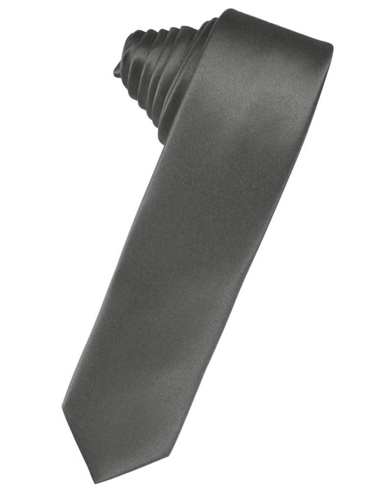 Cardi Self Tie Charcoal Luxury Satin Skinny Necktie