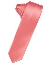 Load image into Gallery viewer, Cardi Self Tie Guava Luxury Satin Skinny Necktie