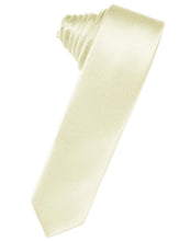 Load image into Gallery viewer, Cardi Self Tie Ivory Luxury Satin Skinny Necktie