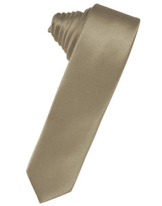 Cardi Self Tie Latte Luxury Satin Skinny Necktie