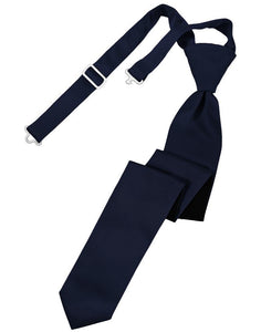 Cardi Pre-Tied Midnight Blue Luxury Satin Skinny Necktie