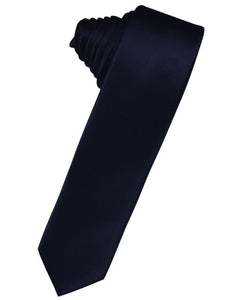 Cardi Self Tie Midnight Blue Luxury Satin Skinny Necktie