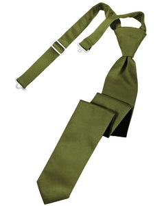 Cardi Pre-Tied Moss Luxury Satin Skinny Necktie