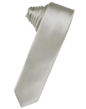 Load image into Gallery viewer, Cardi Self Tie Platinum Luxury Satin Skinny Necktie