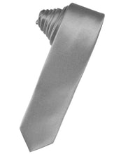 Load image into Gallery viewer, Cardi Self Tie Silver Luxury Satin Skinny Necktie