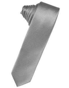 Cardi Self Tie Silver Luxury Satin Skinny Necktie