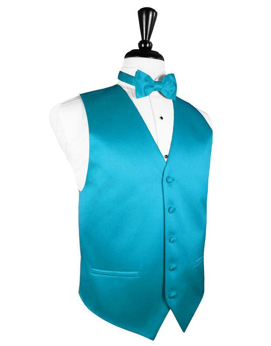 Cardi Turquoise Luxury Satin Tuxedo Vest