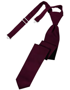 Cardi Pre-Tied Wine Luxury Satin Skinny Necktie