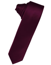 Load image into Gallery viewer, Cardi Self Tie Wine Luxury Satin Skinny Necktie
