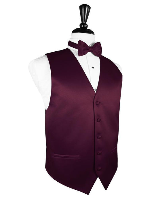 Cardi Wine Luxury Satin Tuxedo Vest