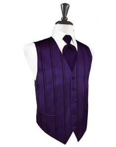 Cardi Amethyst Striped Satin Tuxedo Vest