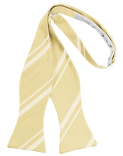 Load image into Gallery viewer, Cardi Self Tie Banana Striped Satin Bow Tie