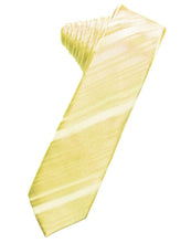Load image into Gallery viewer, Cardi Self Tie Banana Striped Satin Skinny Necktie