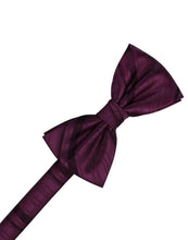 Load image into Gallery viewer, Cardi Pre-Tied Berry Striped Satin Bow Tie