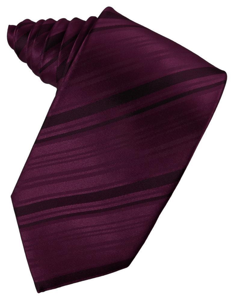 Cardi Self Tie Berry Striped Satin Necktie
