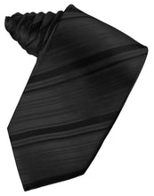 Load image into Gallery viewer, Cardi Self Tie Black Striped Satin Necktie