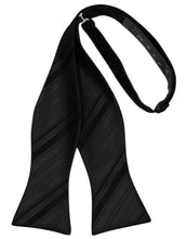 Load image into Gallery viewer, Cardi Self Tie Black Striped Satin Bow Tie