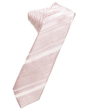 Load image into Gallery viewer, Cardi Self Tie Blush Striped Satin Skinny Necktie